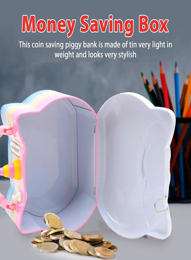 VGRASSP Unicorn Theme Metal Piggy Bank Toy for Kids - Cute Money Safe with Lock and 2 Keys - Gullak Coin Box Gift for Boys and Girls - Color As Per Stock - Image 2